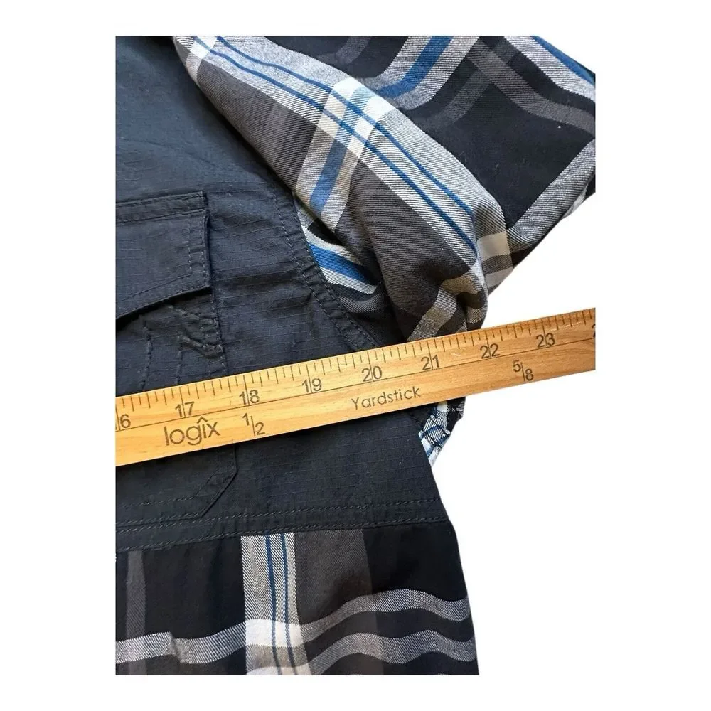 True Religion Shirt Mens‎ Medium Utility Flap Pocket Button Up Plaid Long Sleeve